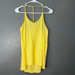 Rhapsodielle Yellow Flow Tank Top Medium Spaghetti Strap High Low Hem